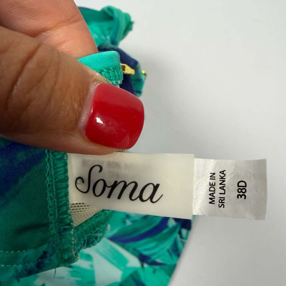Soma Tropical Leaf Print Underwire Tankini Swim Top 38D - Picture 6 of 9